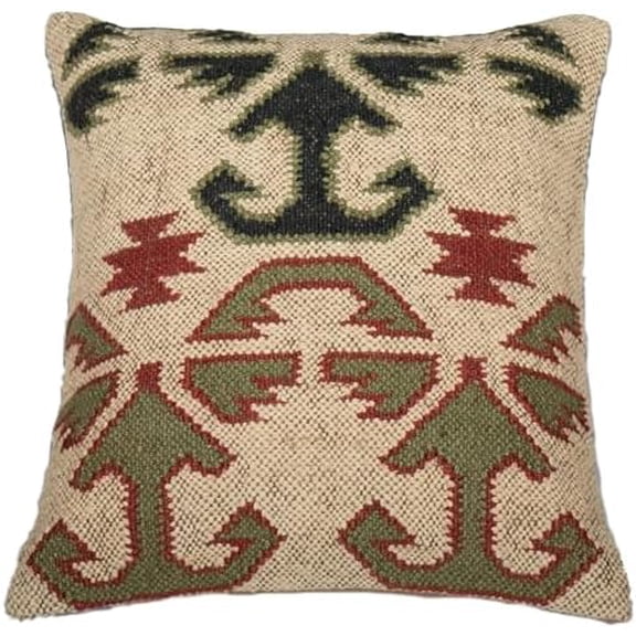 Trade Star 70% Jute and 30% Wool Kilim Pillow Cover Square Throw Cushion Case Handmade Cushion Cover Highly Durable Beautiful Decorative Farmhouse Covers 18x18 Inches (Pattern 6)