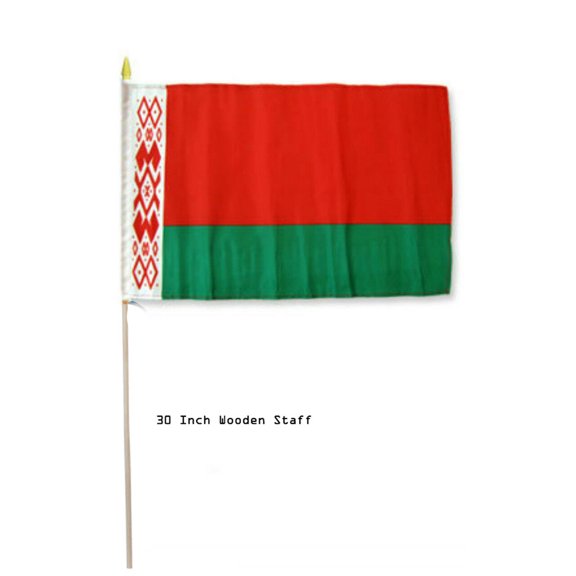 Trade Winds 12x18 12"x18" Belarus Country Stick Flag 30" wood staff 100D