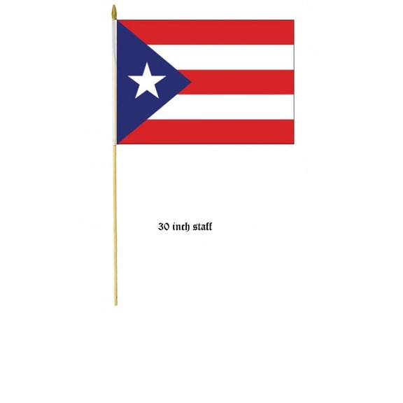 Trade Winds 12x18 12"x18" Puerto Rico Rican Stick Flag wood staff Polyester (30 Inch Staff)