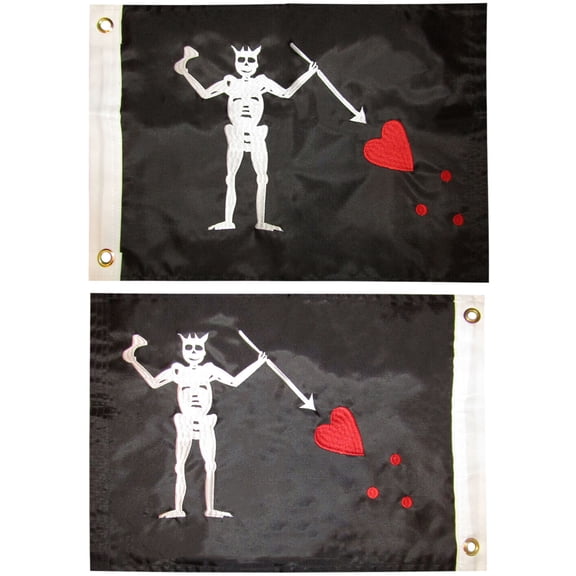 Trade Winds 12x18 Pirate Blackbeard Double Sided Nylon Embroidered BOAT CAR Flag Grommets