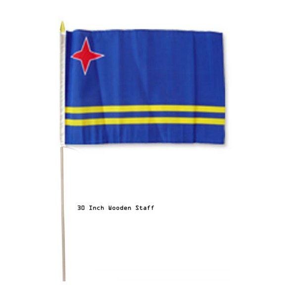 Trade Winds 12x18 Wholesale Lot 3 Aruba Country Stick Flag 30" wood staff