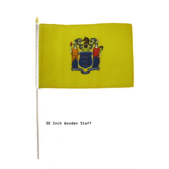 Trade Winds 12x18 Wholesale Lot 6 State of New Jersey Stick Flag 30" wood staff