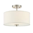 thumbnail image 1 of Meridian M60008BN 2 Light Semi Flush - white fabric shade Brushed Nickel, 1 of 7