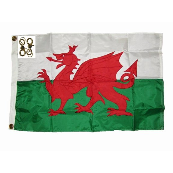 Trade Winds 2x3 Embroidered Sewn UK Wales Dragon 300D Nylon Flag 2'x3' 2 Clips Grommets