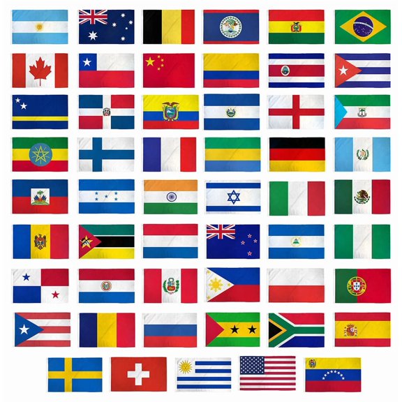 Trade Winds 2x3 Flag Set of 53 Country Countries Polyester Flags Grommets