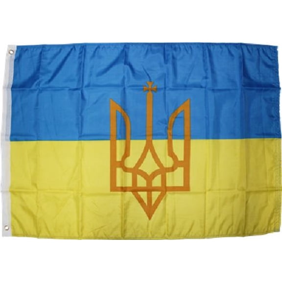 Trade Winds 2x3 Ukraine Middle Trident Rough Tex Knitted Flag 2'x3' Banner 100D W/ GROMMETS
