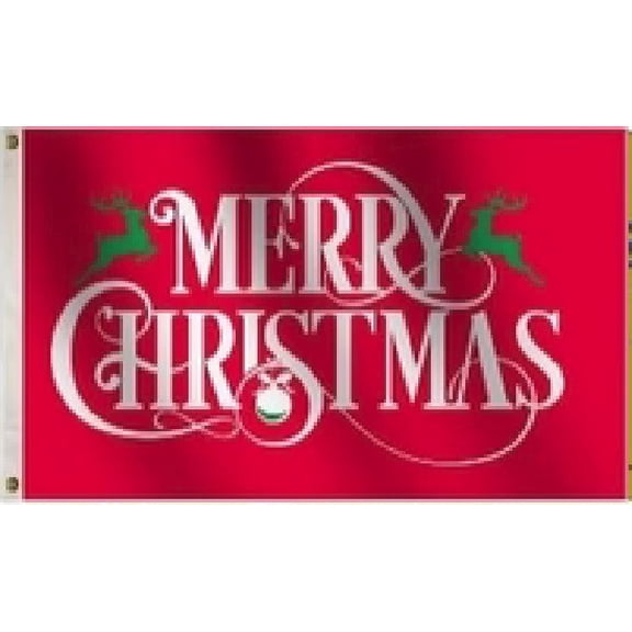 Trade Winds 3X5 MERRY CHRISTMAS REINDEER RED FLAG BANNER 100D GROMMETS