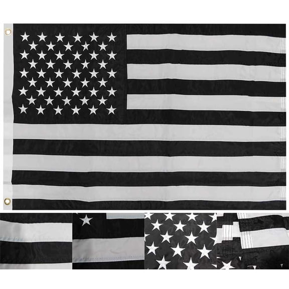 Trade Winds 3X5 USA America Black & White PROTEST 3'x5' Nylon Embroidered Flag Banner