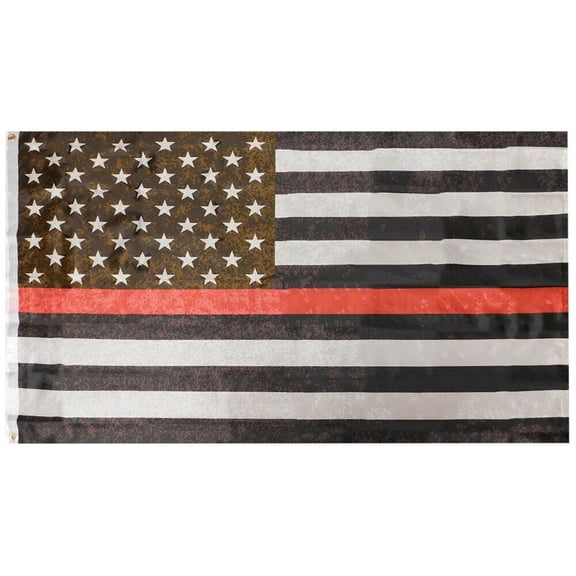 Trade Winds 3X5 USA Thin Red Line FLAG Distressed Memorial Fire Dept Lives Matter Flag 100D