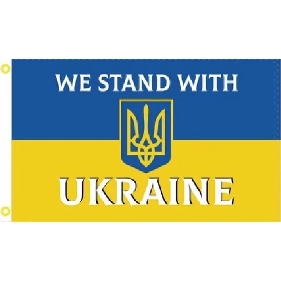 Trade Winds 3X5 WE STAND WITH UKRAINE TRIDENT ENSIGN FLAG BANNER 100D W/ GROMMETS 100D