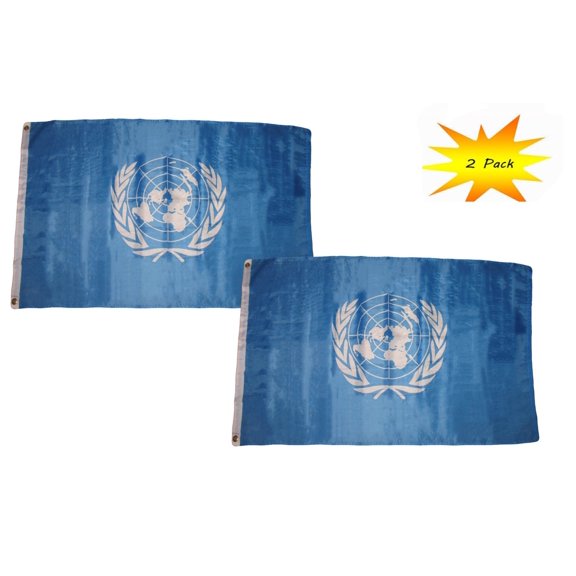 Trade Winds 3x5 3x5 Wholesale Set (2 Pack) United Nations UN National Flag Banner 100D