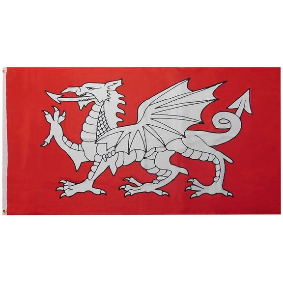 Trade Winds 3x5 British White Dragon English Red 100D Woven Poly Nylon 3'x5' Flag Banner
