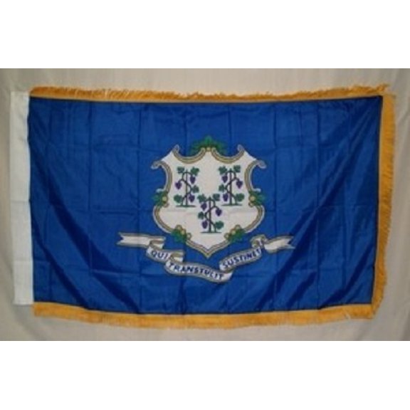 Trade Winds 3x5 Connecticut State Poly Nylon Sleeve w/ Gold Fringe Flag 3'x5' Banner