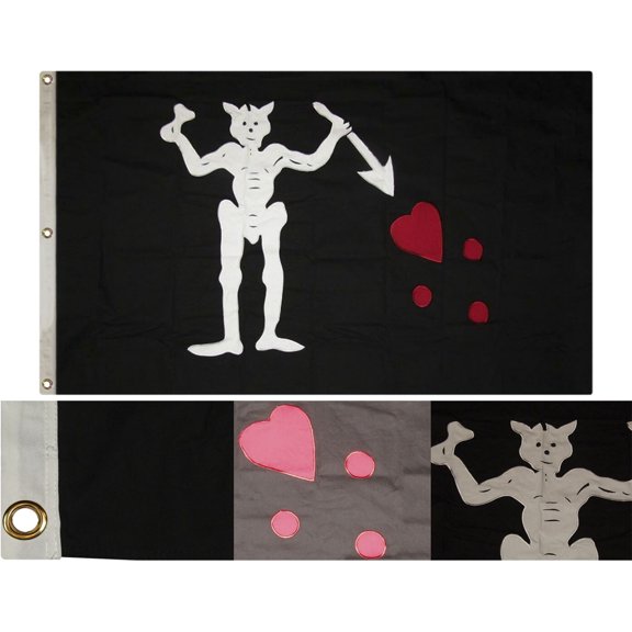 Trade Winds 3x5 Embroidered Pirate Edward Teach Blackbeard 100% Cotton Flag 3'x5'