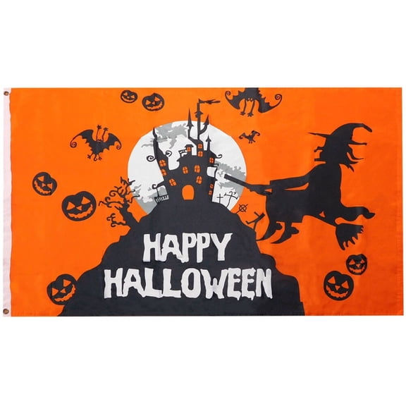 Trade Winds 3x5 Happy Halloween Flying Orange 100D Woven Poly Nylon 3'x5' Flag Banner