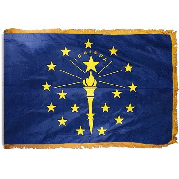 Trade Winds 3x5 Indiana State Poly Nylon Sleeve w/ Gold Fringe Flag 3'x5' Banner