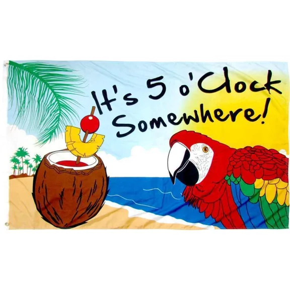 Trade Winds 3x5 It's 5 O'Clock Somewhere 3'x5' Parrot 100D Premium Flag Banner Grommet