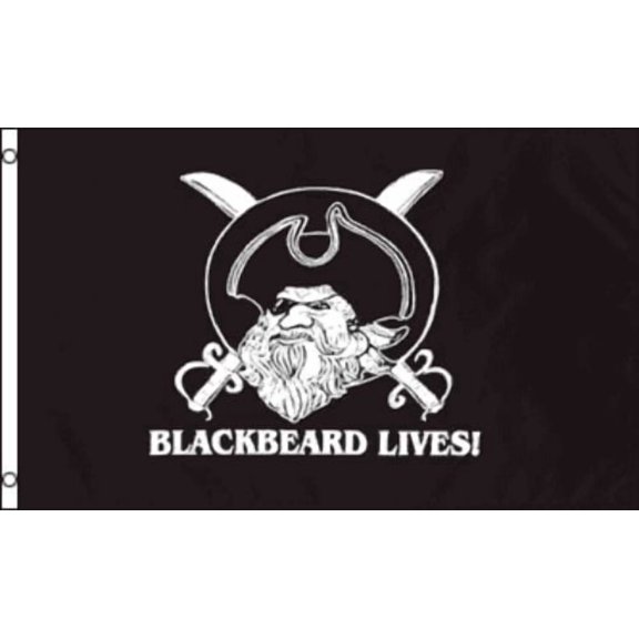 Trade Winds 3x5 Jolly Roger Pirate Blackbeard Lives Edward Teach Flag Banner Grommets 100D