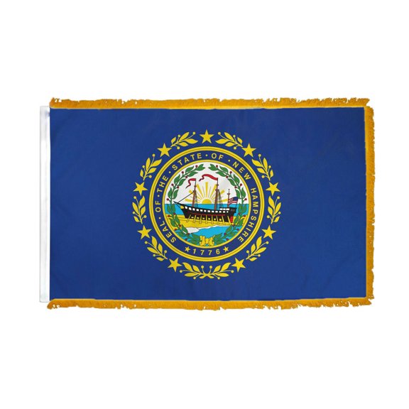 Trade Winds 3x5 New Hampshire State Poly Nylon Sleeve w/ Gold Fringe Flag 3'x5' Banner