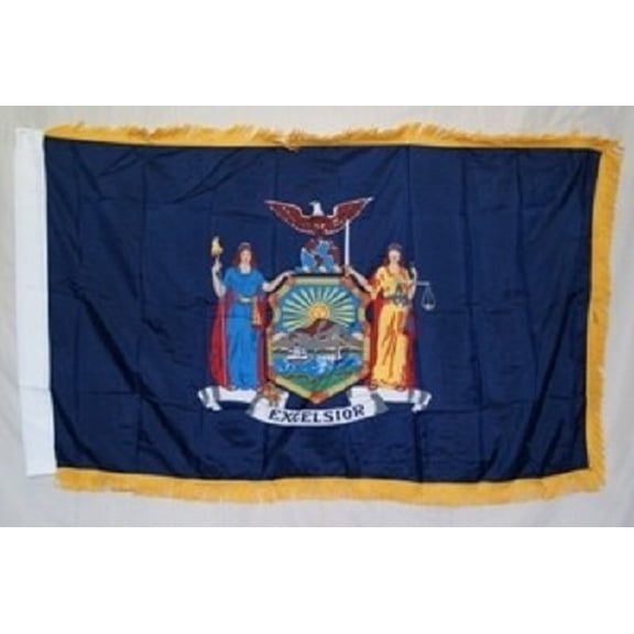 Trade Winds 3x5 New York State Poly Nylon Sleeve w/ Gold Fringe Flag 3'x5' Banner