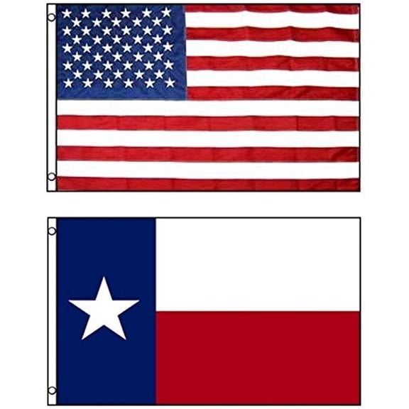 Trade Winds 3x5 USA Flag American Flag Texas State Flag 2 Flags Premium Set USA 100D