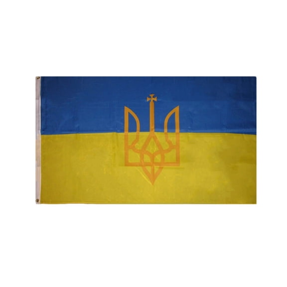 Trade Winds 3x5 Ukraine Ukrainian Trident Large Ensign Nylon / Poly Blend Flag 3'x5' Banner