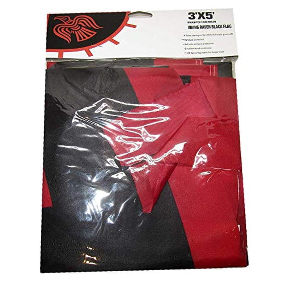 Trade Winds 3x5 Viking Raven Red Black 150D Woven Polyester Nylon Flag 3'x5' Banner Grommets Heavy (UV Fade Proof Heavy Duty Wind Resistant Fabric)