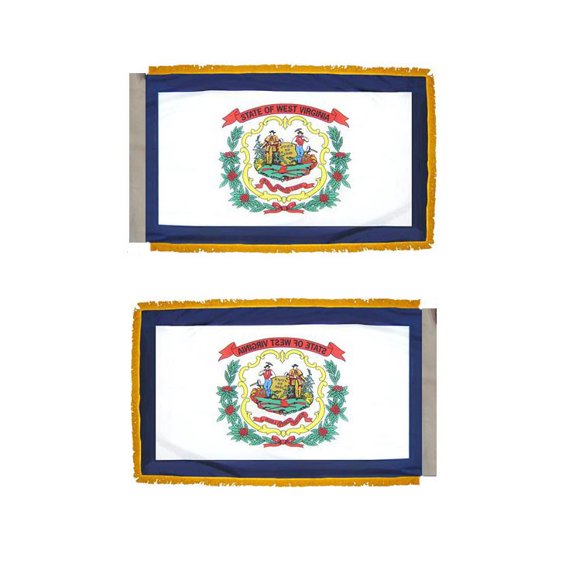 Trade Winds 3x5 West Virginia State Poly Nylon Sleeve w/ Gold Fringe Flag 3'x5' Banner