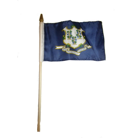 Trade Winds 6x9 State of Connecticut Stick Flag wood Staff