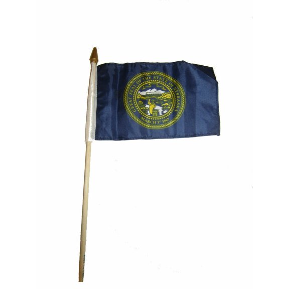 Trade Winds 6x9 State of Nebraska Stick Flag wood Staff