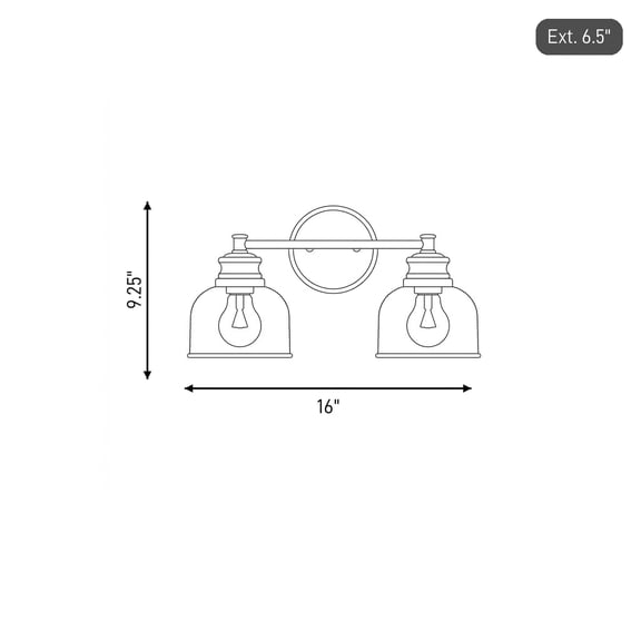 Trade Winds Addison 2-Light Bathroom Vanity Light in Matte Black