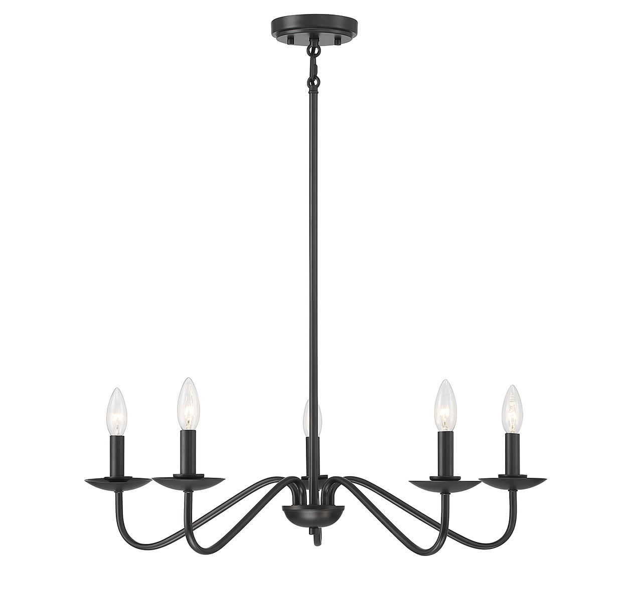 Sleek Matte Black 5-Light Adjustable Chandelier