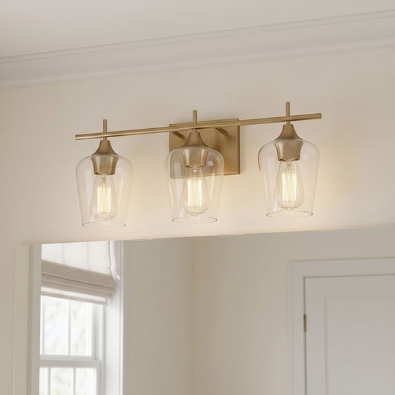 Trade Winds Aria 3-Light Bath Light in Natural Brass