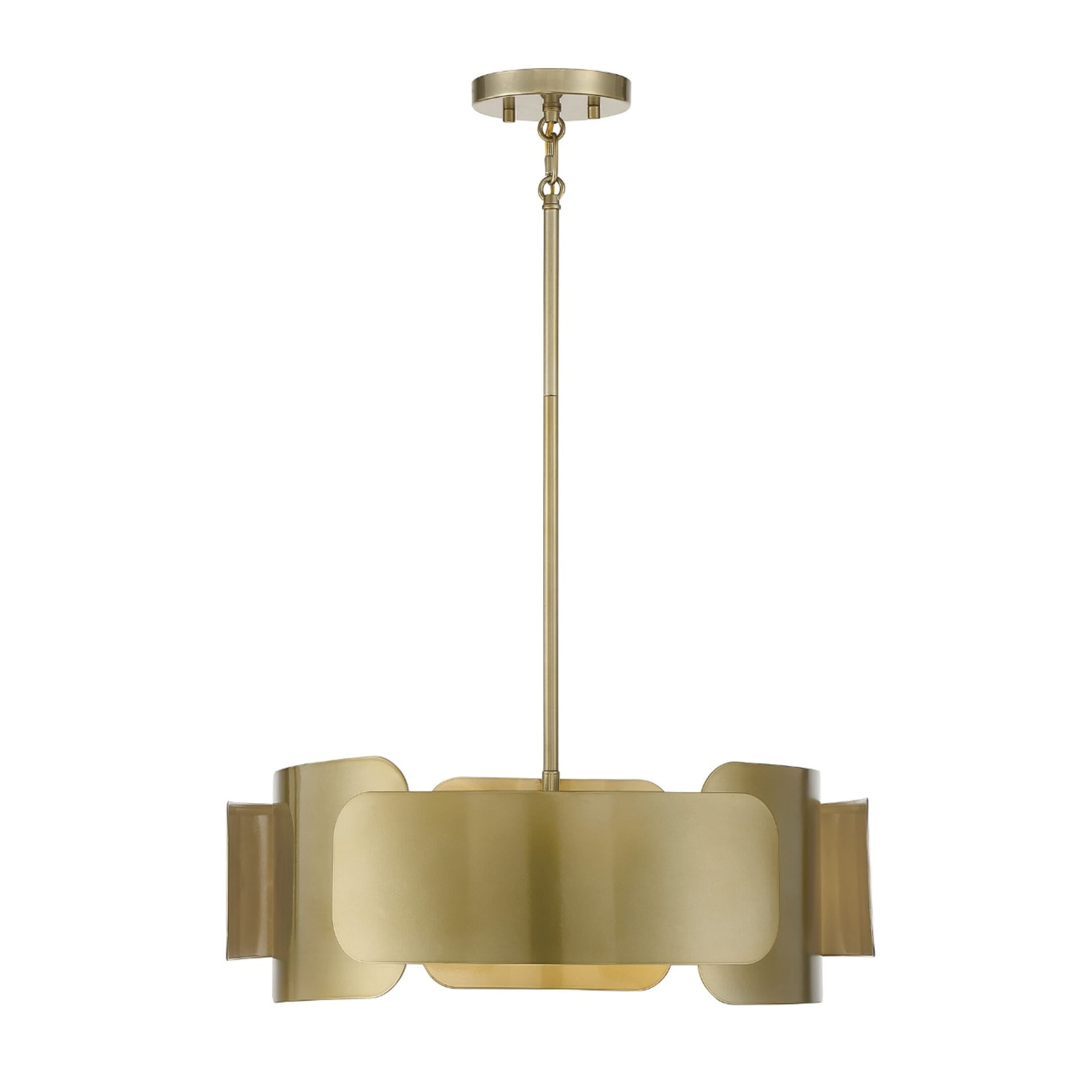 Curving Petal Chic 4-Light Pendant in Burnished Brass
