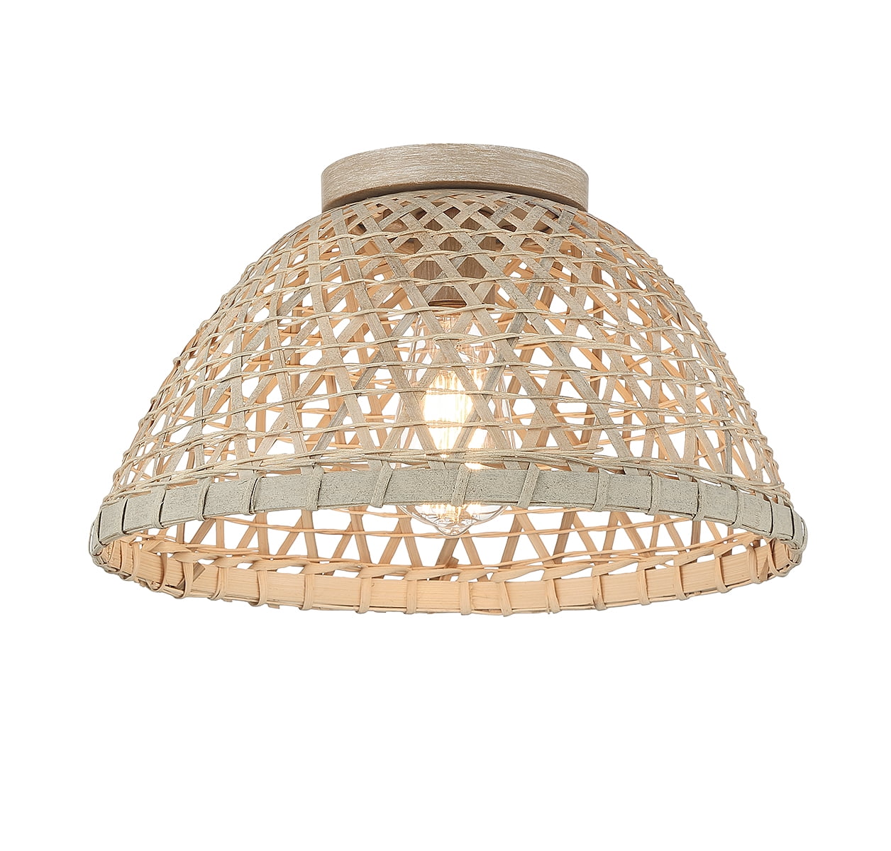 Trade Winds Briar 1-Light Ceiling Light in Matte Black and Natural Rattan