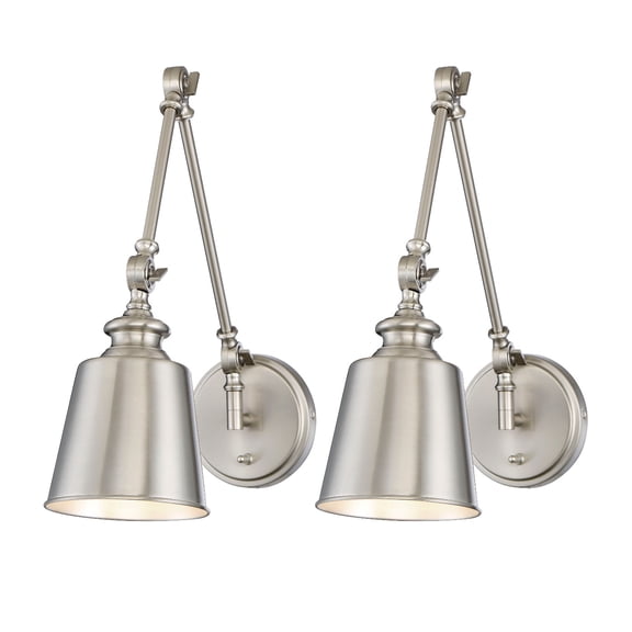 Trade Winds Brunswick Swing Arm Wall Lamp (2-Pack) in Brushed Nickel