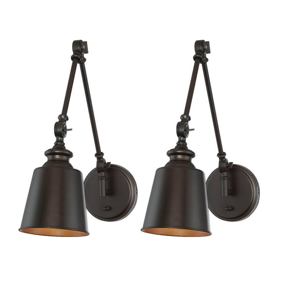 Trade Winds Brunswick Swing Arm Wall Lamp (2-Pack) in Oil Rubbed Bronze