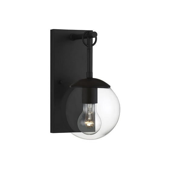 Trade Winds Campana Outdoor Wall Light in Matte Black with Clear Glass