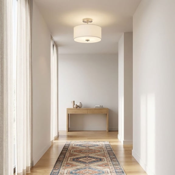 Trade Winds Cassie 2-Light Semi-Flush Mount Ceiling Light in Brushed Nickel