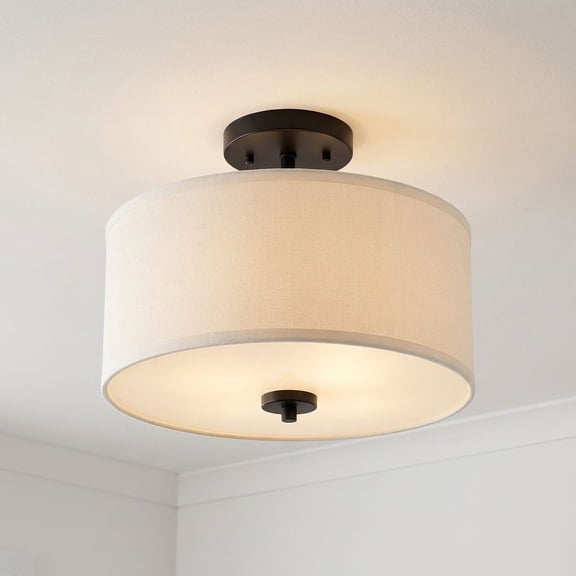 Trade Winds Cassie Drum Semi-Flush Mount Ceiling Light in Matte Black