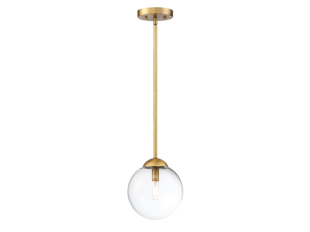 Matte Black and Brass Mini Globe Island Pendant with LED