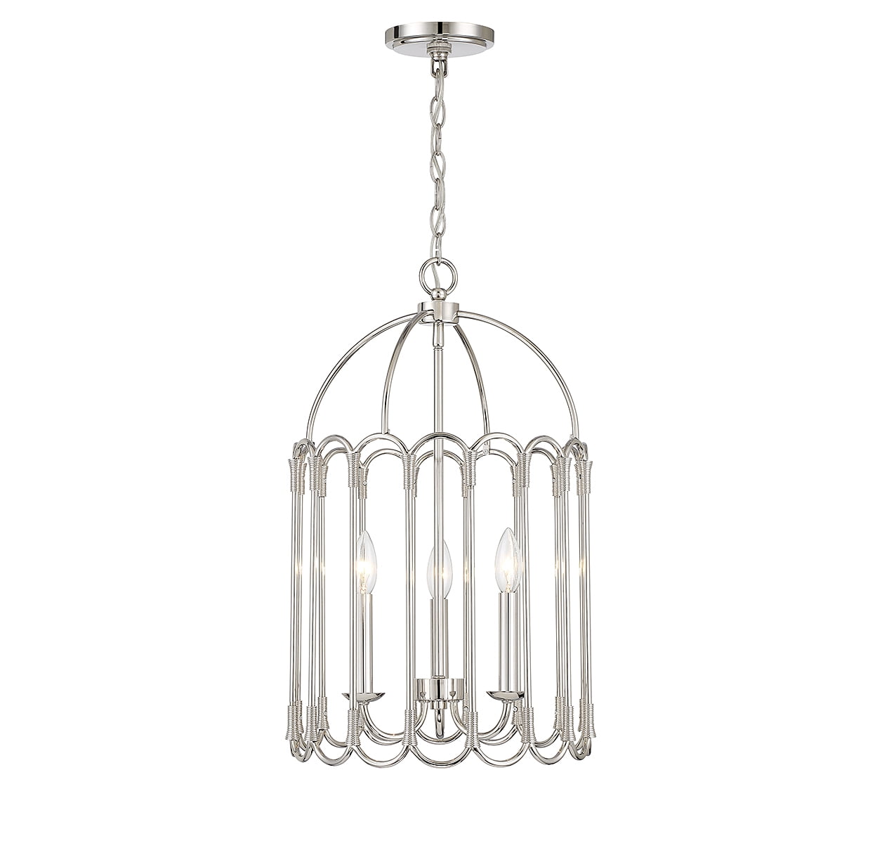 Contemporary Polished Nickel 3-Light Drum Pendant