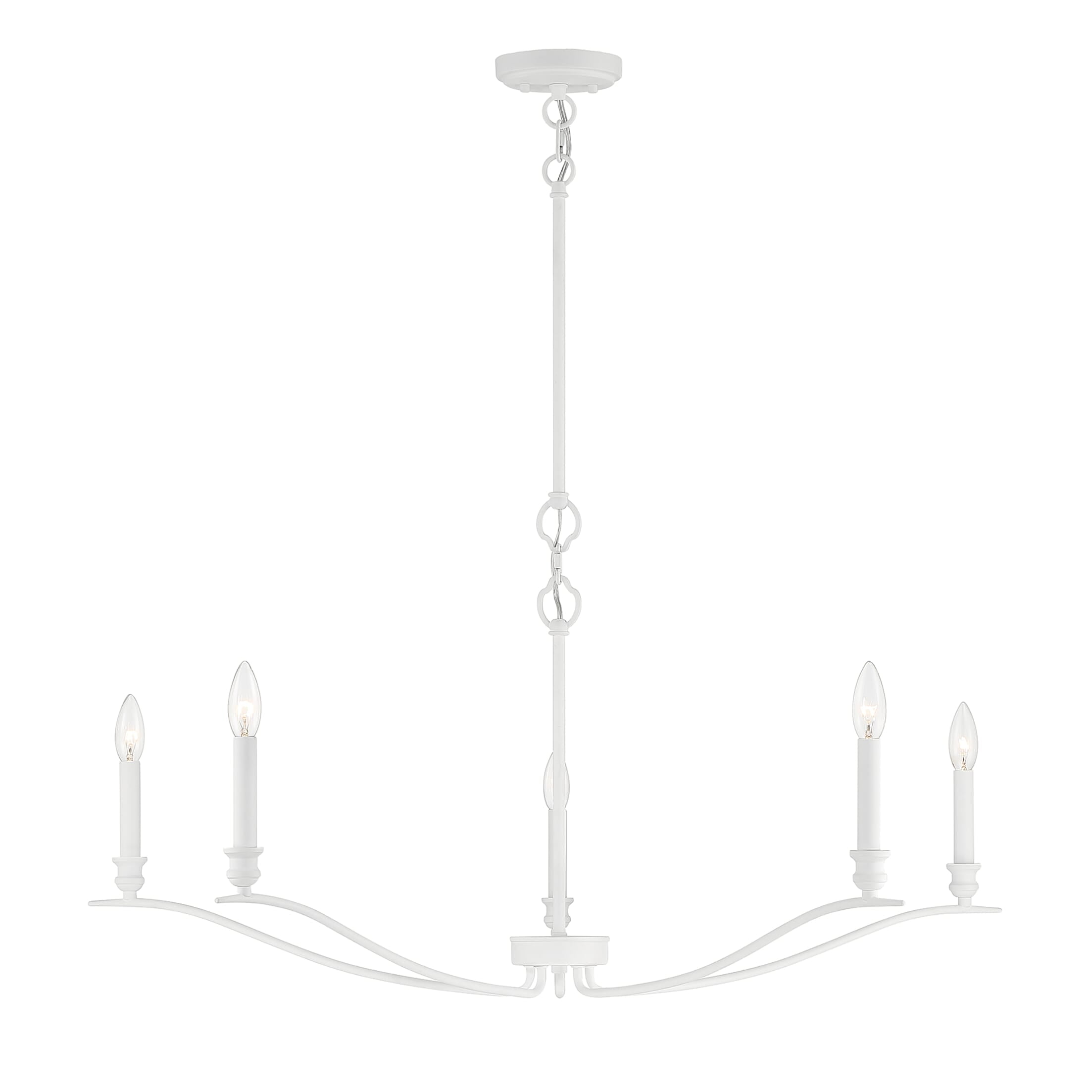 Bisque White 5-Light Chandelier with Curved Arms
