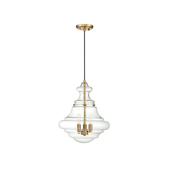 Trade Winds Clara Vintage Glass Pendant Light in Natural Brass