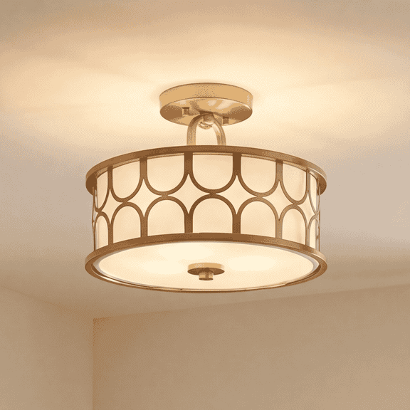 Trade Winds Courtland Semi-Flush Mount Ceiling Light in Natural Brass