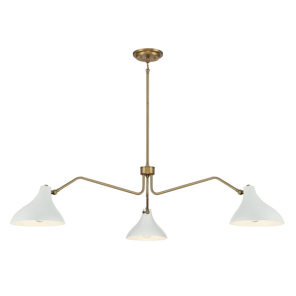 Trade Winds Delphine 3-Light Pendant in White with Natural Brass