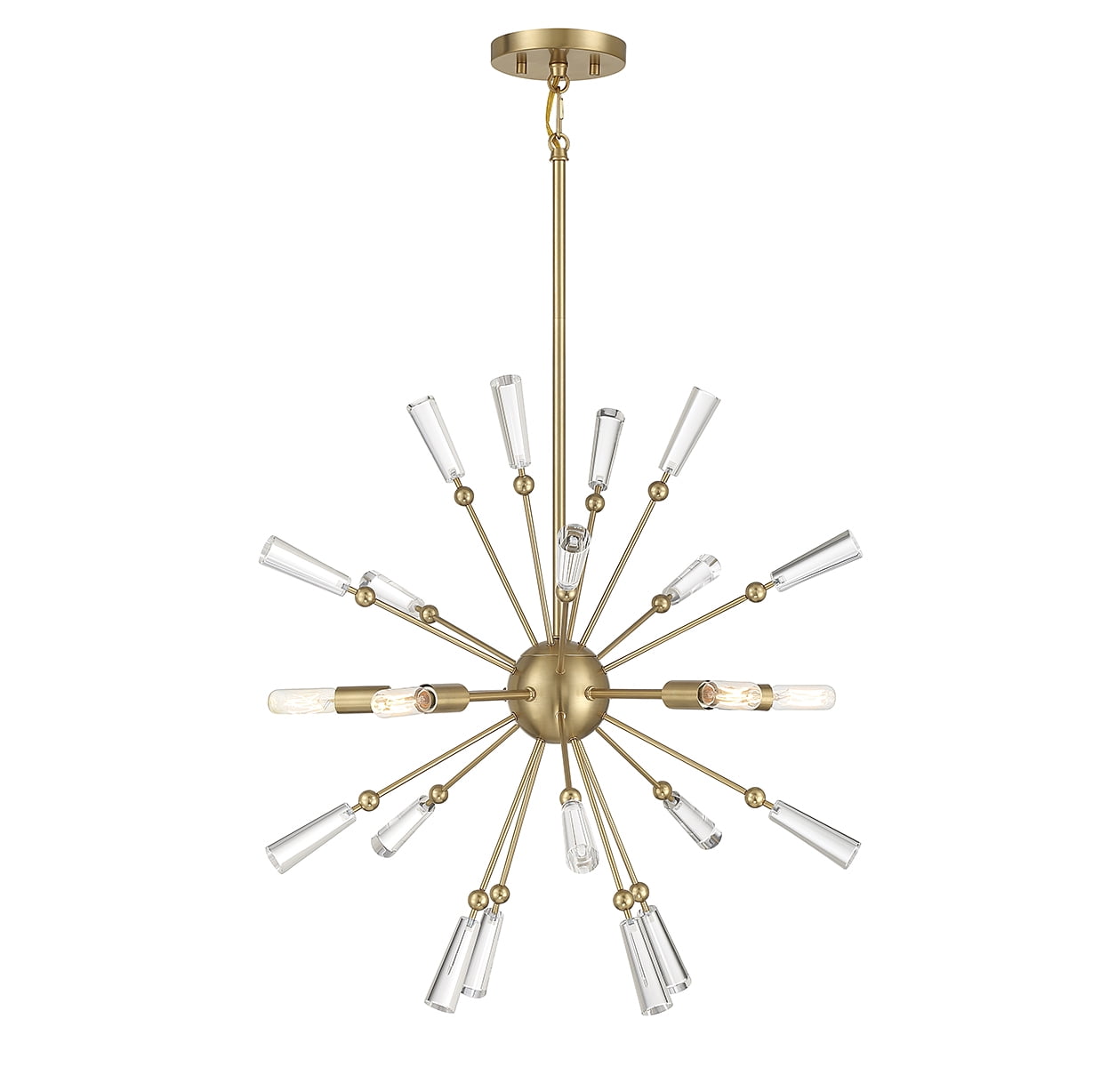 Natural Brass and Crystal 5-Light Sputnik Pendant