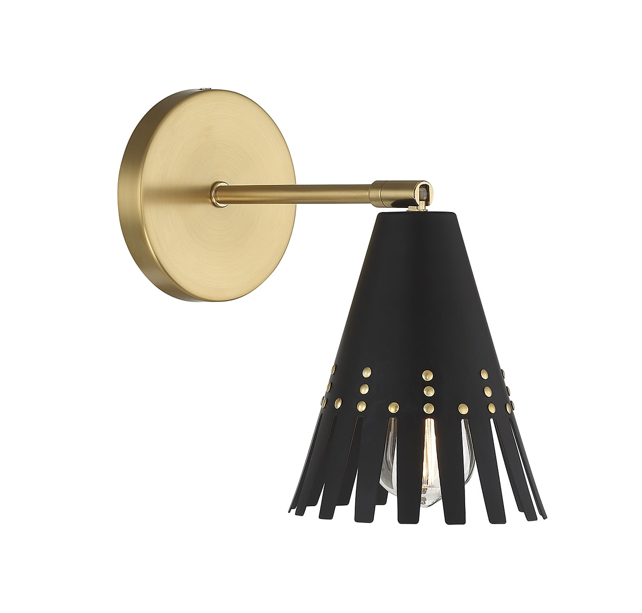 Ellie Matte Black and Natural Brass Adjustable Wall Sconce