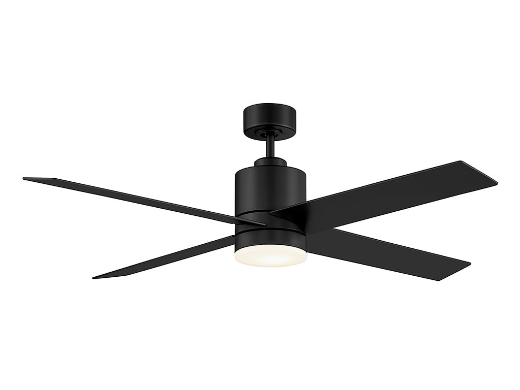 52" Matte Black and Antique Oak Reversible Blade Ceiling Fan with LED Light and Remote