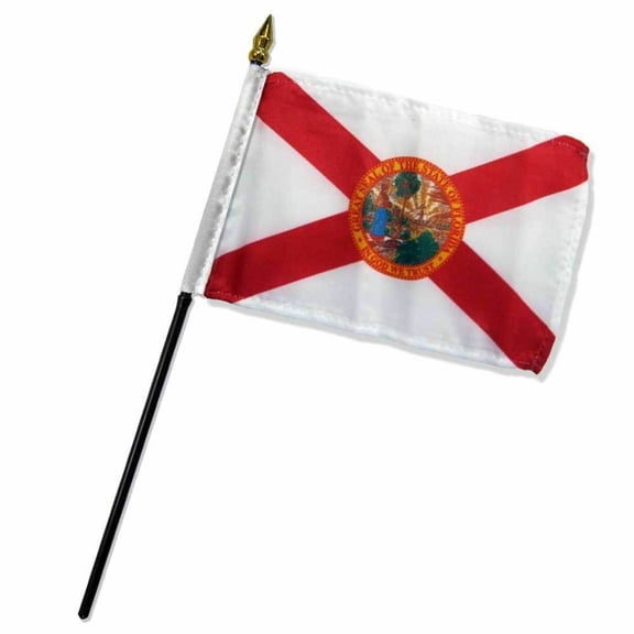 Trade Winds Florida State Seal Flag 4"x6" Desk Table Stick (sewn edges) 100D
